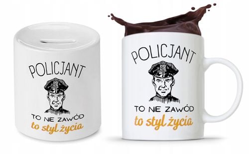 Zestaw Dla Policjanta Prezent Kubek + Skarbonka Z Nadrukiem Ze Zdjęciem na Arena.pl