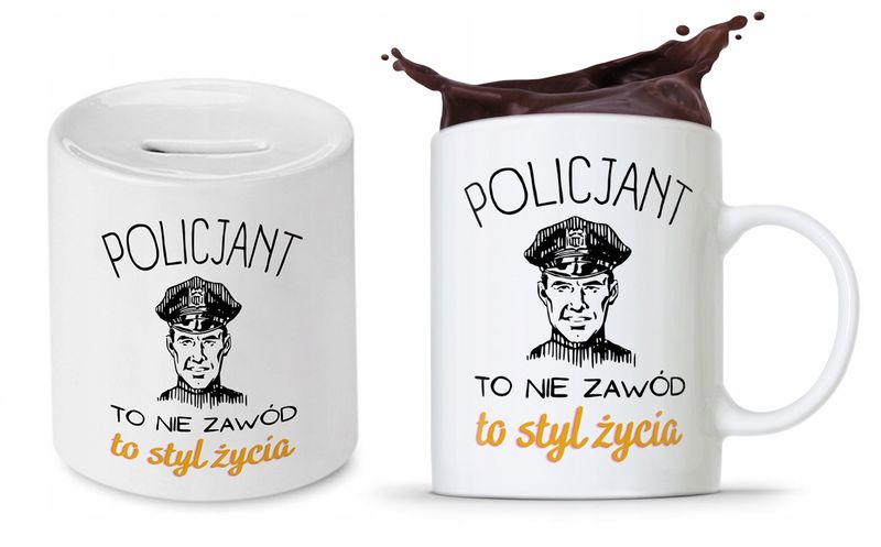 Zestaw Dla Policjanta Prezent Kubek + Skarbonka Z Nadrukiem Ze Zdjęciem zdjęcie 1