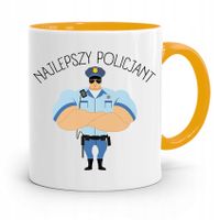 Kubek Żólty Dla Najlepszego Policjanta Policjantki Z Nadrukiem Ze Zdjęciem