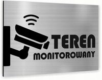Tabliczka znak informacyjny 30x20 TEREN MONITOROWANY Nierdzewna NADRUK UV