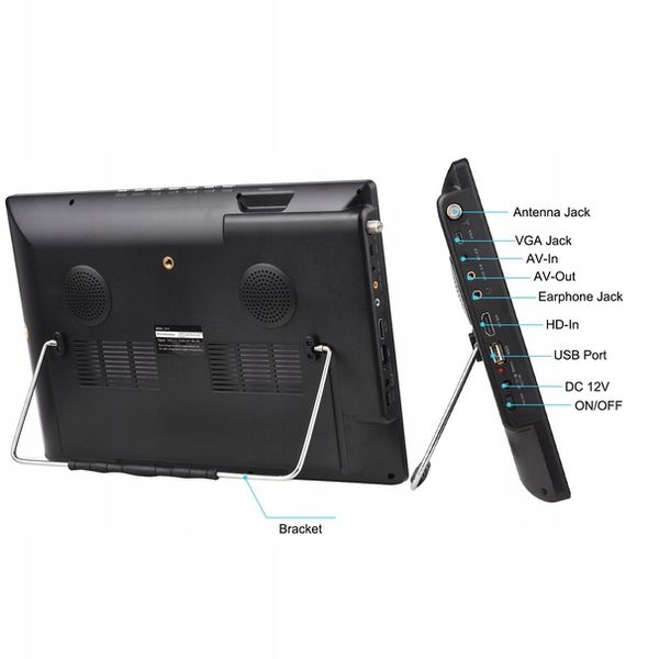 TELEWIZOR PRZENOŚNY 10" 12V/24V/230V DVB-T2 KAMPER zdjęcie 13