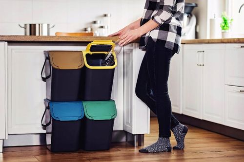 Kosz na Śmieci Odpady Łazienkowy Pojemnik do Segregacji Odpadów Czarny 25L na Arena.pl