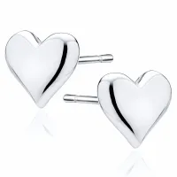 DELIKATNE RODOWANE SREBRNE KOLCZYKI WKRĘTKI WYPUKŁE GŁADKIE SERCA SERDUSZKA