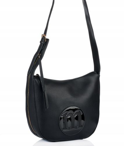 Torebka DUŻA Listonoszka MONNARI CZARNA LOGO Pojemna Praktyczna do pracy na Arena.pl