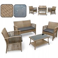 ZESTAW MEBLI OGRODOWYCH NM-02 MTG MEBLE OGRODOWE TECHNORATTAN NATURALNY