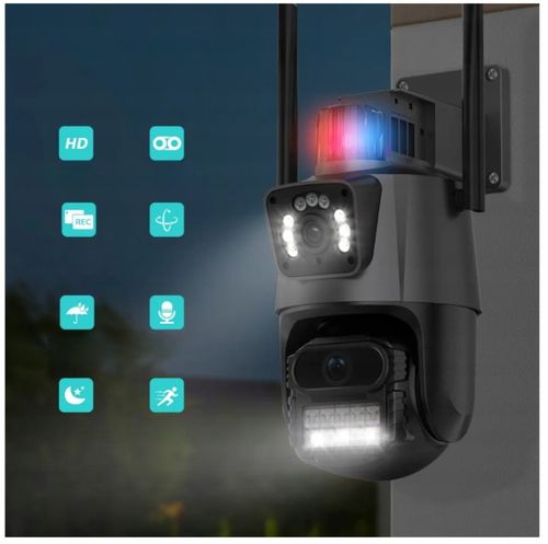 PODWÓJNA KAMERA ZEWNĘTRZNA OBROTOWA ALARM 8MP WIFI 3w1 2 OBIEKTYWY ICSEE na Arena.pl