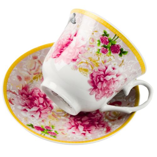 2x FILIŻANKA ZE SPODKIEM KWIATY 250ml do KAWY HERBATY FILIŻANKI DO ESPRESSO na Arena.pl