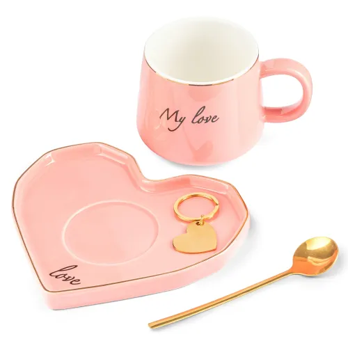 Zestaw Upominkowy dla Kobiet - Filiżanka z Podstawką + Łyżeczka + Brelok na Arena.pl