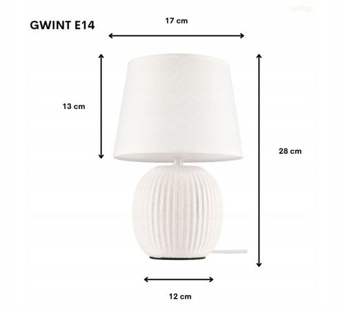 Lampka nocna z abażurem biała ceramiczna ryflowana DION D2 na Arena.pl