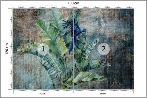 Fototapeta Do Salonu Liście Natura Papuga ABSTRAKCJA 180cm x 120cm na Arena.pl