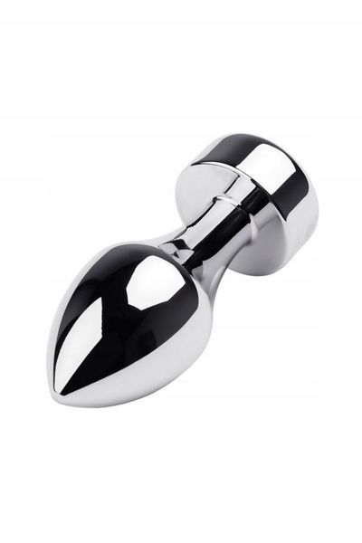 Silver anal plug TOYFA Metal with white round-shaped gem zdjęcie 1