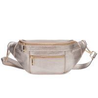 VERA PELLE nerka skórzana saszetka biodrówka V563 złota