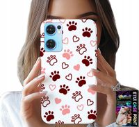 ETUI DO OPPO RENO7 5G - PSIE ŁAPKI NA BIAŁYM TLE, PIES, KOT, MIŚ