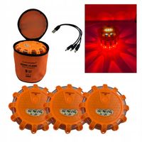 Lampa flara ostrzegawcza LED 12 LED + 3 LED 3 szt + kabel C 9 trybów ADR