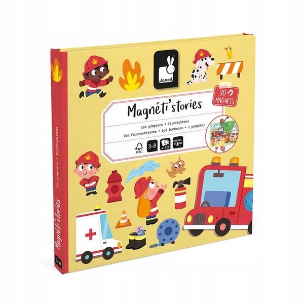 Układanka Magnetyczna Strażacy Magneti'stories dla dzieci, 3 lata+, Janod zdjęcie 1