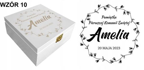 Prezent pudełko komunia białe grawer pamiątka imię Pamiątka Komunijna na Arena.pl