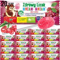 LIZAK WIŚNIA WIŚNIOWY 20sztuk MNIAM MNIAM Starpharma Zawiera Ksylitol