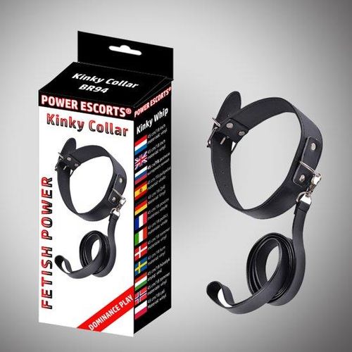 Kinky Collar Black  Collar With Leash  Adjustable na Arena.pl