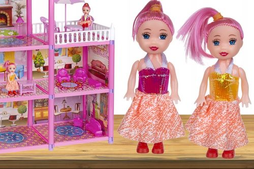 Domek dla Lalek 2 Laleczki 3 Piętra Mebelki Do Zestawu Dla Dzieci Akcesoria na Arena.pl