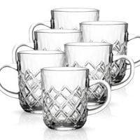 6x SZKLANKA DO KAWY HERBATY NAPOJÓW SZKLANKI Z UCHEM ZESTAW SZKLANEK 230ml