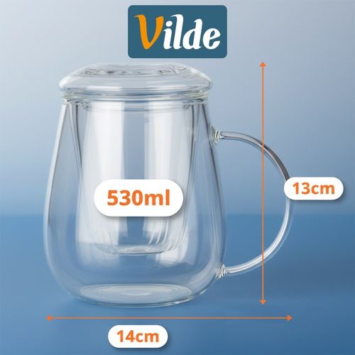 kubek szklany 530ml z zaparzaczem i pokrywą 139817 na Arena.pl