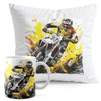 ZESTAW KUBEK + PODUSZKA DRUK - MOTOR MOTOCYKL MOTOCROSS