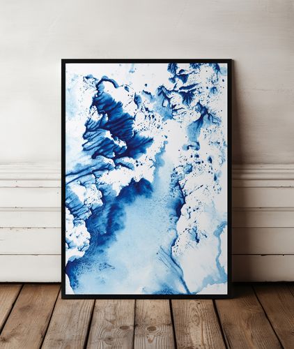 Plakat niebieska fala 21x30 cm w czarnej ramie na Arena.pl