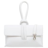 VERA PELLE torebka damska skórzana listonoszka z paskiem V682 biała