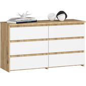 Komoda do salonu CL 100 cm 6 szuflad mała - dąb artisan biała