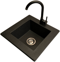 Zlewozmywak jednokomorowy FRENIT 12 grafit + bateria NOON