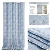 Zasłona na przelotkach Velvet Silver Leaves 140x245 niebieska AmeliaHome