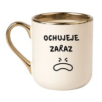 KUBEK "OCHUJEJE ZARAZ" Wzór - Elegant Kremowo-Złoty 330 ml