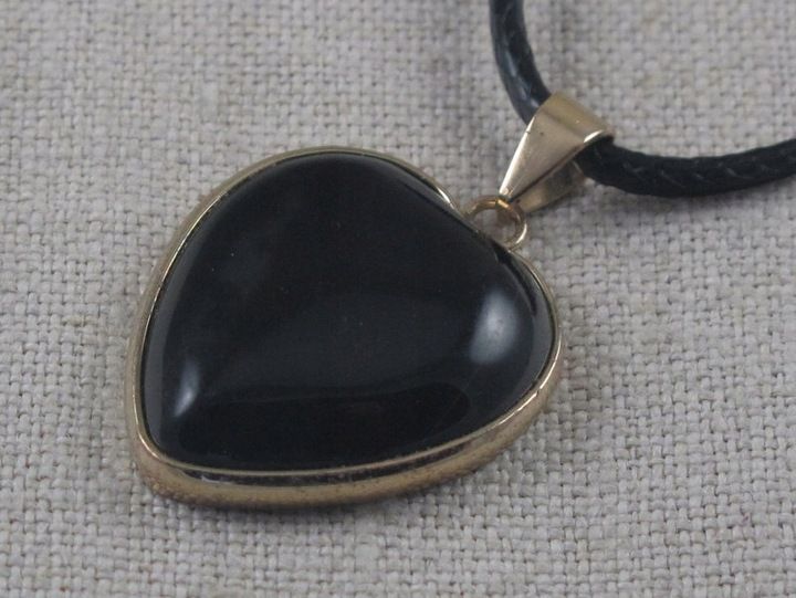 WISIOREK kamień ONYKS CZARNY serce 25mm [W1073] zdjęcie 3