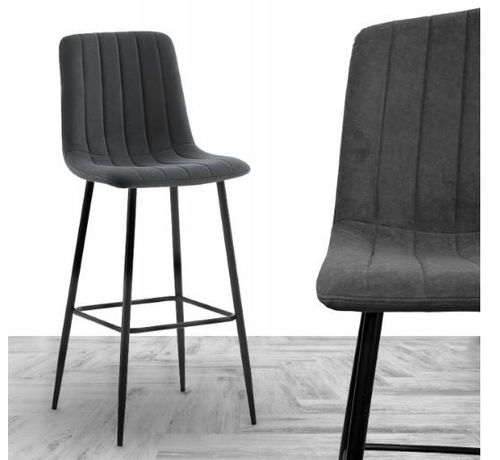 Hoker tapicerowany velvet ciemnoszary H112 krzesło barowe loft na Arena.pl