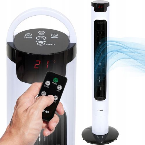 WENTYLATOR KOLUMNOWY LUND 95,5CM 50W WIATRAK PODŁOGOWY STOJĄCY LED +PILOT na Arena.pl