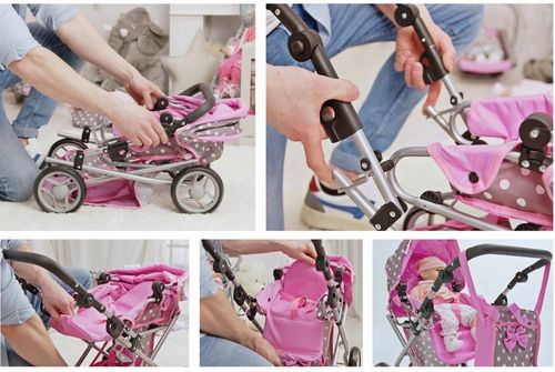 Wózek dla lalek spacerówka głeboki ZESTAW ŁÓŻECZKO POŚCIEL TORBA PRZEWIJAK na Arena.pl