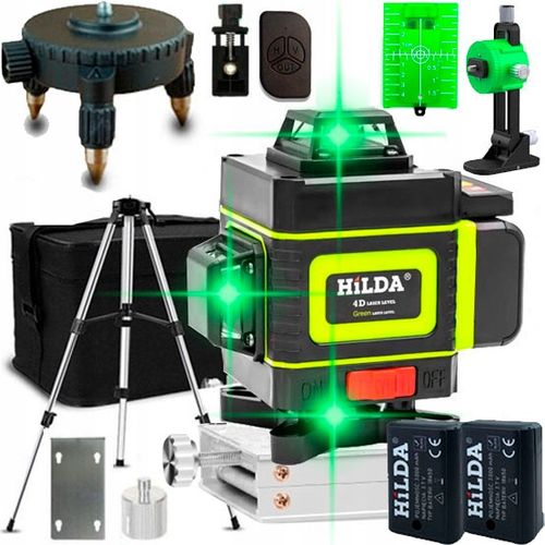 HILDA POZIOMICA 4D BLOKADA WAHADŁA LASER KRZYŻOWY STATYW 1,5 M 2 AKU na Arena.pl