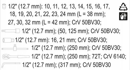 ZESTAW NARZĘDZIOWY 25CZ. 1/2" na Arena.pl