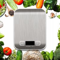 ELEKTRONICZNA PRECYZYJNA WAGA KUCHENNA DO 10KG SREBRNA LCD +BATERIE GRATIS