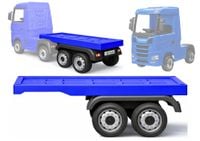 Naczepa do pojazdu na akumulator HL358 Mercedes Scania Actros niebieska