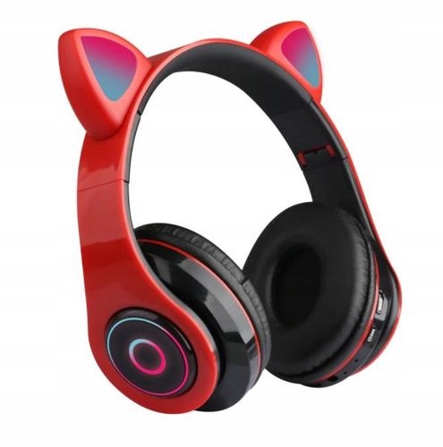 BEZPRZEWODOWE SŁUCHAWKI USZY KOTA KOCIE LED RGB na Arena.pl