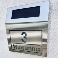 Solarny Numer Domu LED + Tabliczka INOX – Podświetlany, stal nierdzewna