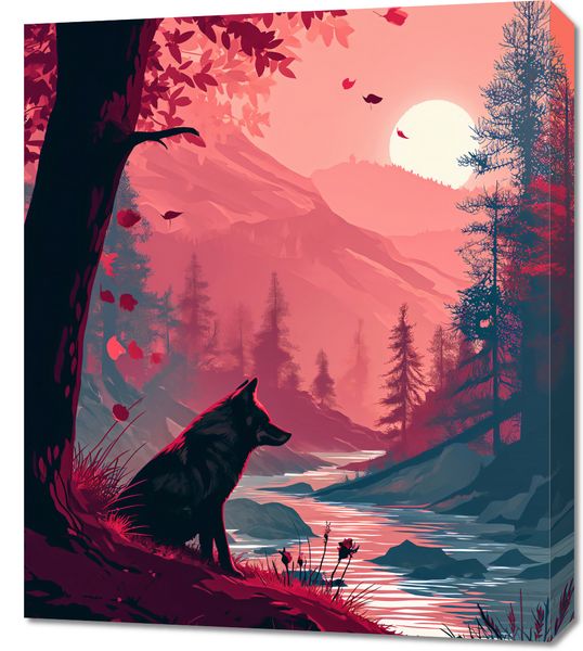 Obraz 60x70cm Wilk Przy Brzegu Lasu zdjęcie 1