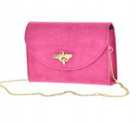 Laura Biaggi – torebka wizytowa na łańcuszku pszczoła fuksja zamsz P237