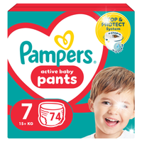 PAMPERS PANTS 7 ROZMIAR PIELUCHOMAJTKI DLA DZIECI 15+ kg MEGA ZAPAS 74zt