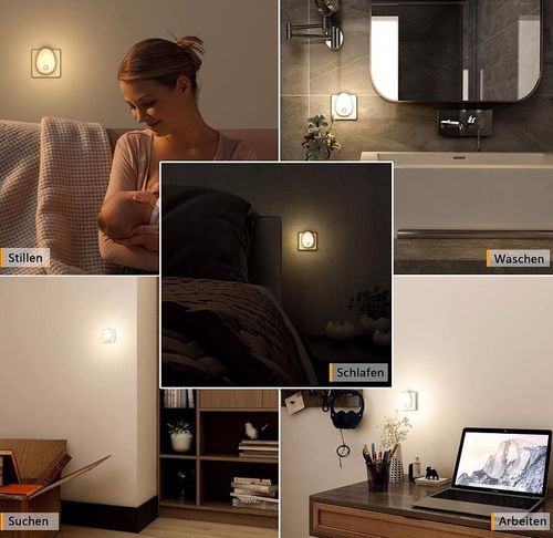 Nocna Lampka Czujnik Ruchu Białe Światło 2 Szt. na Arena.pl