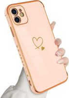 Etui iPhone 12 Newseego Silikonowe Złote Serce Błyszczące Case