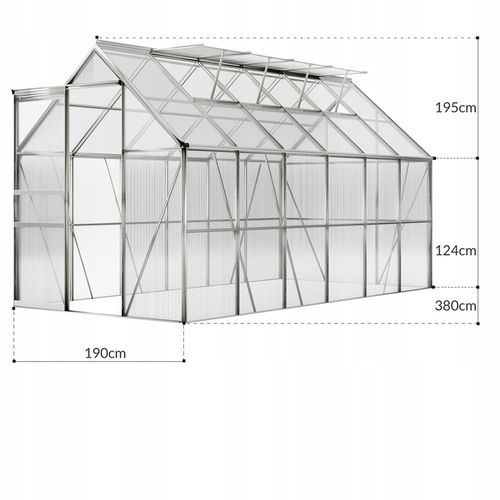 SZKLARNIA OGRODOWA z fundamentem 3x6 3,7 x 1,9m 7m2 ogród POLIWĘGLAN MOCNA na Arena.pl