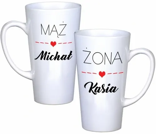 KOMPLET KUBKÓW LATTE DLA PAR PREZENT DUŻE 450ml PREZENT Z NADRUKIEM na Arena.pl