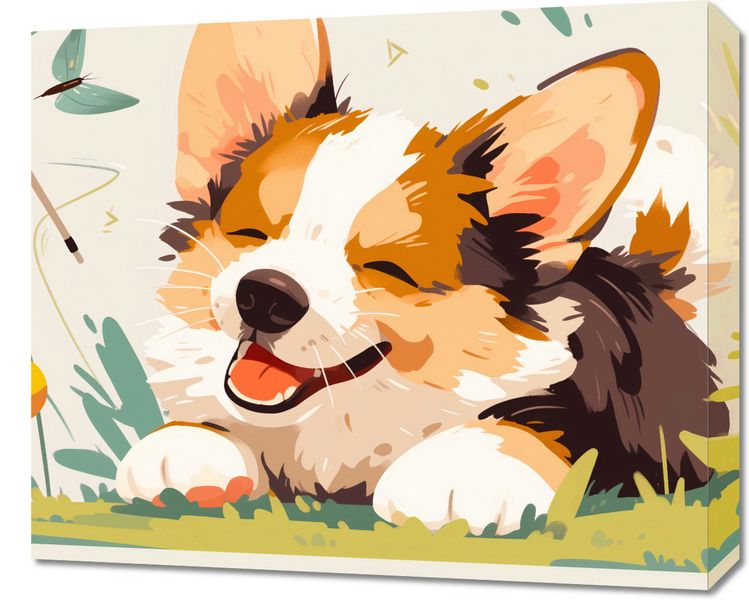 Obraz 60x50cm Beztroski Corgi zdjęcie 1